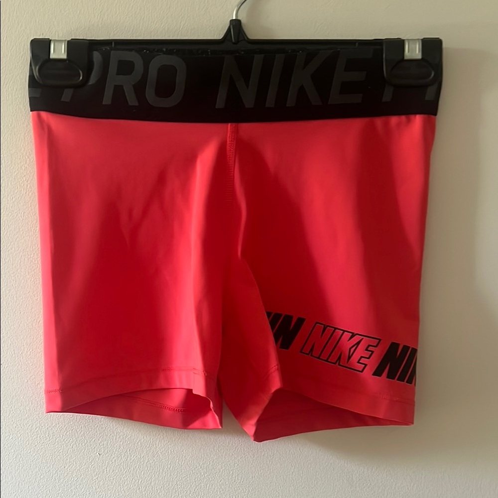 Nike Coral and Black Pro Shorts